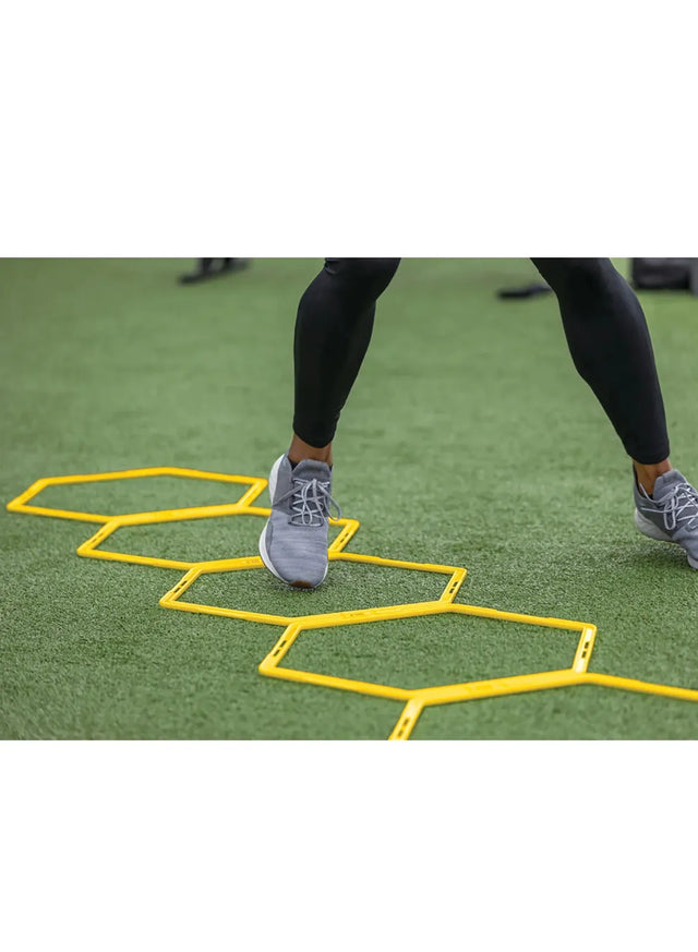 Hexagon Agility Rings For Speed Training And Agility Footwork Training Speed Hurdles Ladder With Carrying Bag 6 Rings Set (TRB52) | Ideal for All Surfaces, Kids & Adults | Match-Ready | Includes Pump