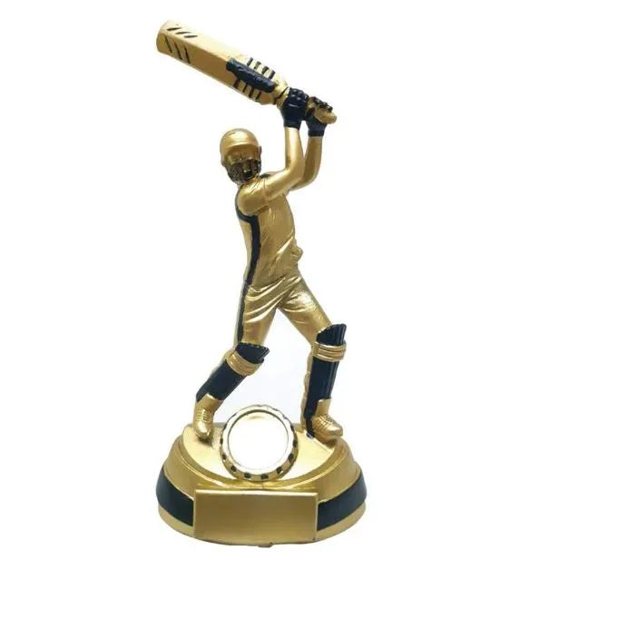 Cricket Batsman Trophy Height 22 cm Width 10 cm Depth 5 cm Gold/Black For Sports Competitions Party Celebrations Home Tournaments Decoration Appreciation Gift Ceremony Sport Awards(1990) | Ideal for All Surfaces
