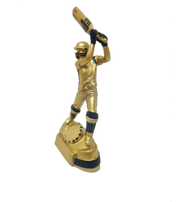 Cricket Batsman Trophy Height 22 cm Width 10 cm Depth 5 cm Gold/Black For Sports Competitions Party Celebrations Home Tournaments Decoration Appreciation Gift Ceremony Sport Awards(1990) | Ideal for All Surfaces
