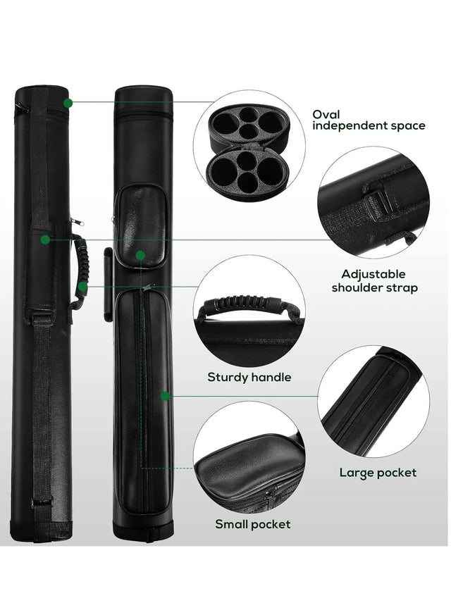 Pool Cue Case Pool Stick Case 2x2 Holds 2 Sticks With 2 Accessory Zipper Pockets Sturdy Polyester Pool Cue Carry Bag With Shoulder Strap Handle Soft Billiard Cue Sling Bag For Men And Women (0450)