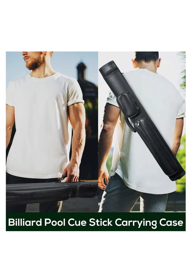 Pool Cue Case Pool Stick Case 2x2 Holds 2 Sticks With 2 Accessory Zipper Pockets Sturdy Polyester Pool Cue Carry Bag With Shoulder Strap Handle Soft Billiard Cue Sling Bag For Men And Women (0450)