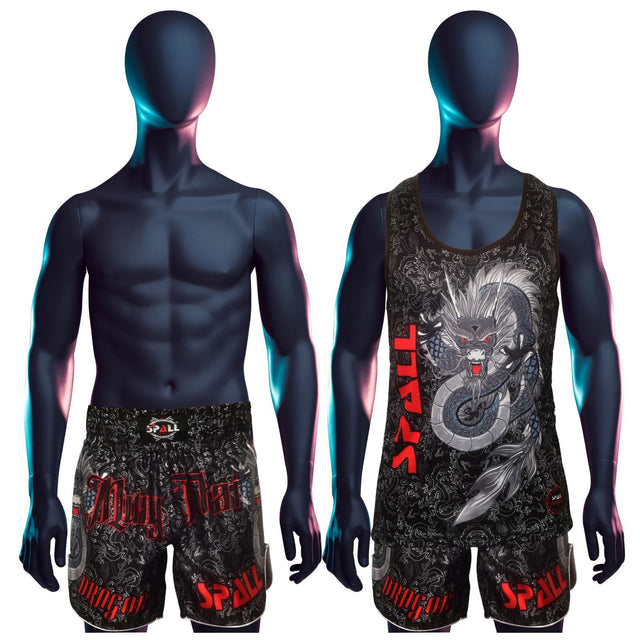 Muay Thai Tanktop Shirt And Shorts Dragon Series Sports Tanktop Jersey Workout Muay Thai Gym Jogging