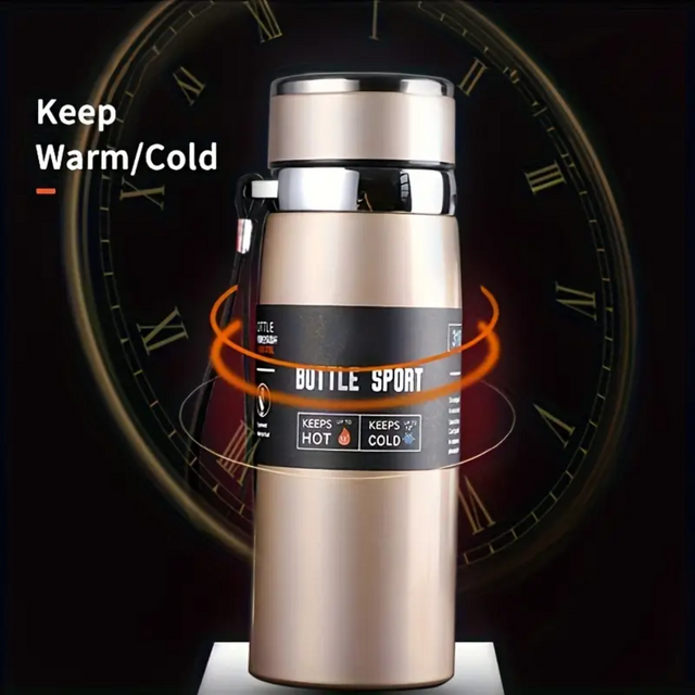 Double Wall Stainless Steel Travel Mug, 1000ml Insulated Water Bottle, Thermos for Car, Outdoor | Ideal for All Surfaces, Kids & Adults | Match-Ready | Includes Pump & Needle | Durable & Long-Lasting performance