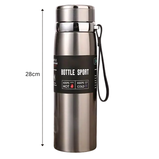 Double Wall Stainless Steel Travel Mug, 1000ml Insulated Water Bottle, Thermos for Car, Outdoor | Ideal for All Surfaces, Kids & Adults | Match-Ready | Includes Pump & Needle | Durable & Long-Lasting performance