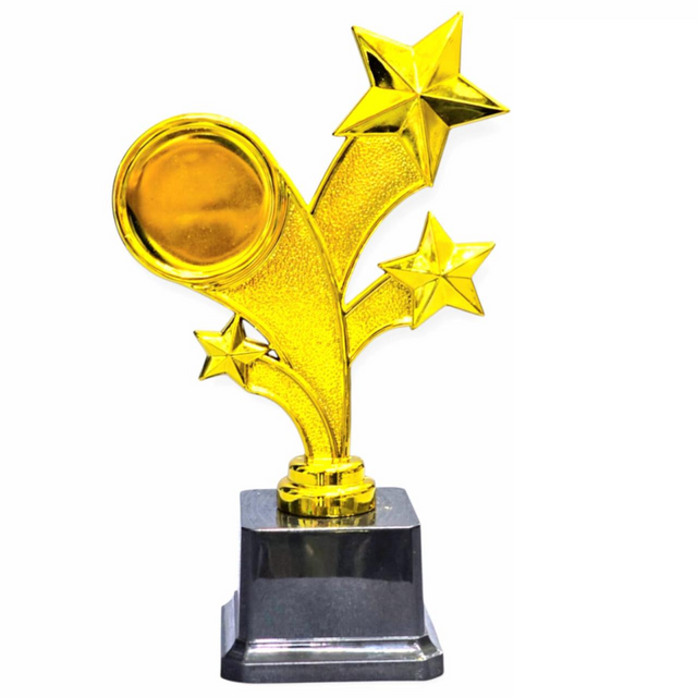 22.5cm Golden Star Trophy – Elegant Achievement Award Trophy with Sturdy Black Base for Competitions & Events
