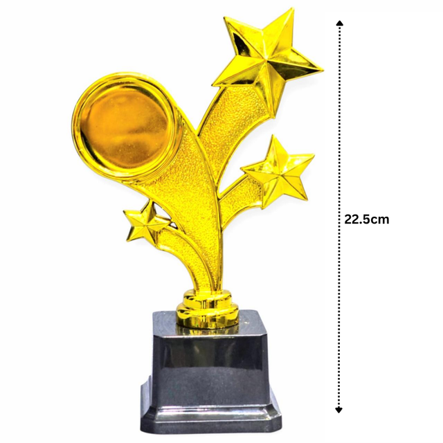 22.5cm Golden Star Trophy – Elegant Achievement Award Trophy with Sturdy Black Base for Competitions & Events