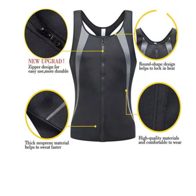 Men Sweat Vest Waist Trainer Body Shaper Hot Neoprene Sport Fitness Gym Workout Sauna Tank Top | Ideal for All Surfaces, Kids & Adults | Match-Ready | Includes Pump & Needle | Durable & Long-Lasting Performance