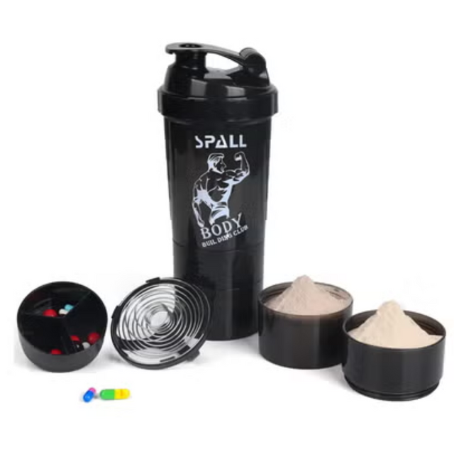 Protein Shaker Bottle Gym Shaker Cuo For Protein Shakes 16oz Shake Bottle With Shaker With Shaker Ball And Storage Compartment Leak Proof BPA Free