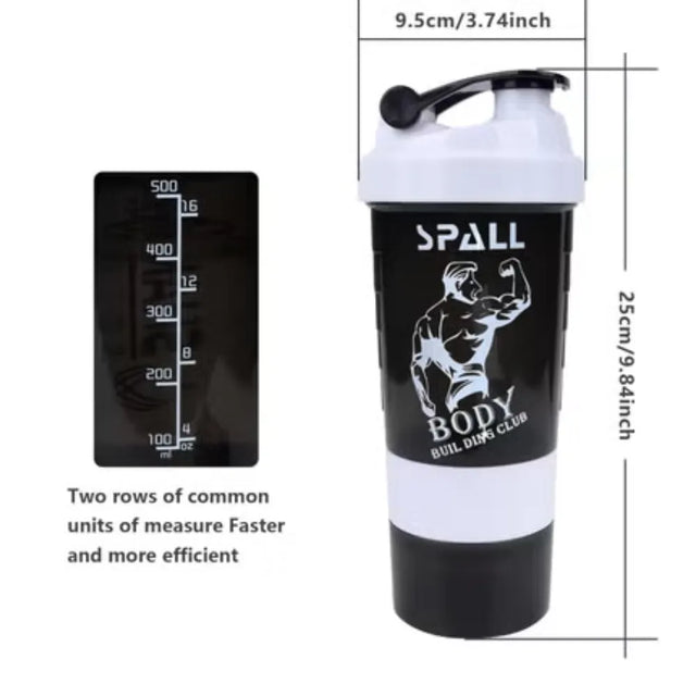 Protein Shaker Bottle Gym Shaker Cuo For Protein Shakes 16oz Shake Bottle With Shaker With Shaker Ball And Storage Compartment Leak Proof BPA Free | Ideal for All Surfaces, Kids & Adults | Match-Ready (70076)