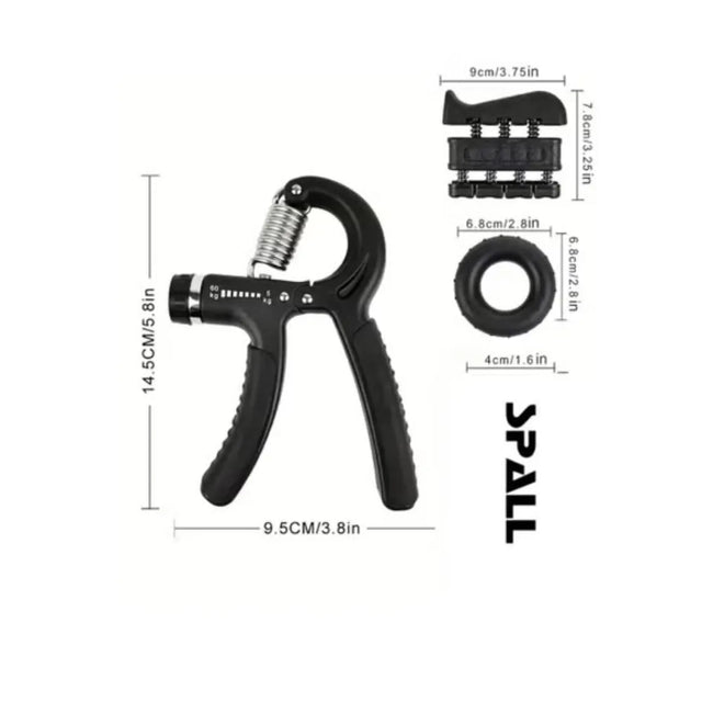 3-Piece Grip Strength Trainer Set ? Adjustable Hand Grip Exerciser, Finger Stretcher, and Ring Strengthener for Hand, Finger, and Forearm Workout ? Ideal for Athletes, Musicians, and Rehabilitation