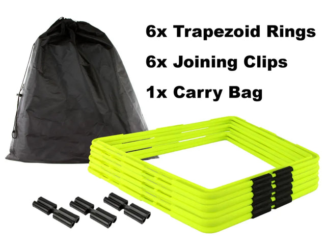Trapezoid Agility Ladder Fluorescent Green - 6 Pack | Ideal for All Surfaces, Kids & Adults | Match-Ready | Includes Pump & Needle | Durable & Long-Lasting Performance
