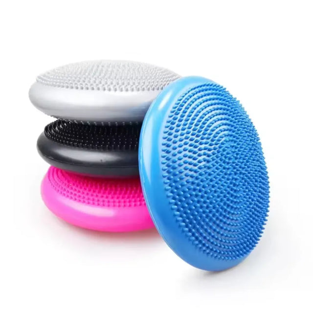 Inflatable Yoga Massage Ball Durable Universal Sports Gym Fitness Yoga Wobble Stability Balance Disc Massage Cushion Mat | Ideal for All Surfaces, Kids & Adults | Match-Ready | Includes Pump & Needle