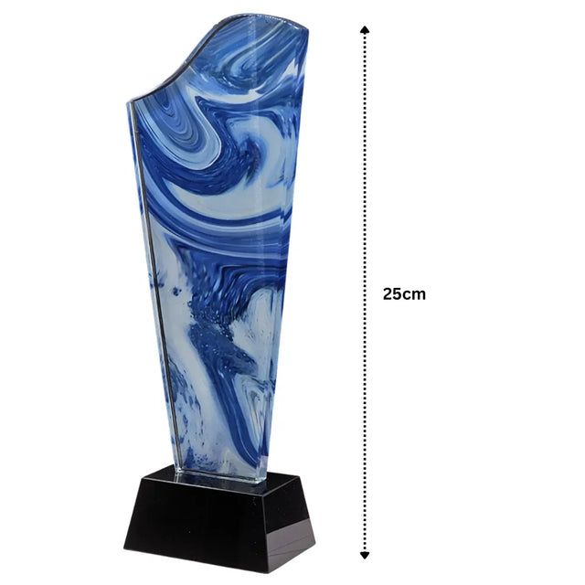 25cm Blue Crystal Acrylic Trophy ? Artistic Award for Corporate Events, Achievements, and Recognition Ceremonies | Ideal for All Surfaces, Kids & Adults | Match-Ready | Includes Pump & Needle | Durable