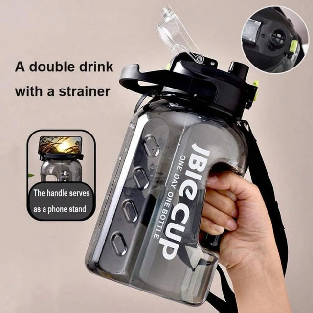 2.2L Large Water Bottle with Handle ? Leakproof BPA-Free Sports Jug for Gym, Fitness, Outdoor & Daily Hydration ? Big Cup Water Container with Time Marker | Ideal for All Surfaces, Kids & Adults