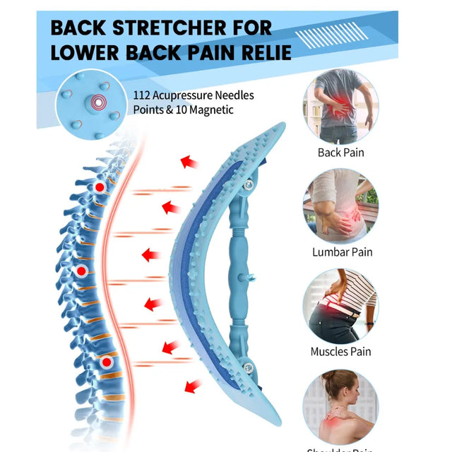 Back Stretcher Lumbar Back Cracker with Magnet Back Massager for Lower Back | Ideal for All Surfaces, Kids & Adults | Match-Ready | Includes Pump & Needle | Durable & Long-Lasting Performance