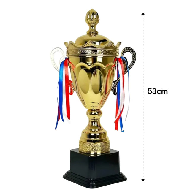 53cm Large Iron Metal Trophy Cup, for Sports Events, Championship, Football League Match, Team Collaboration Award | Ideal for All Surfaces, Kids & Adults | Match-Ready | Includes Pump & Needle