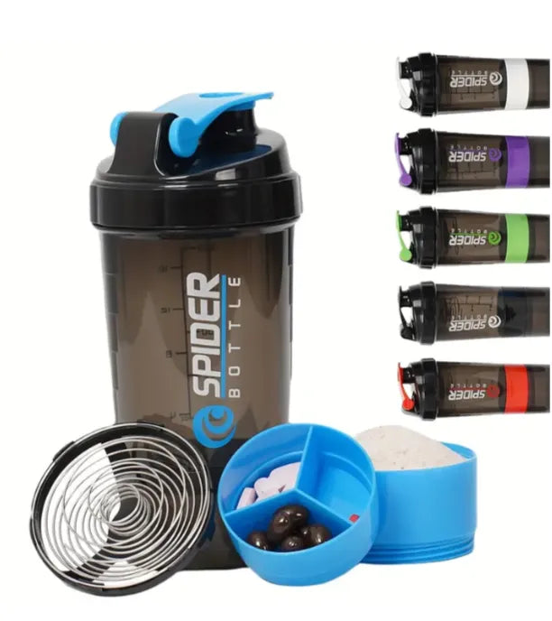 Plastic Protein Powder Shaker Cup, Portable And Leak-Proof Water Bottle with a Mixing Spring, Suitable for Gym Workouts, Outdoor Fitness, And Christmas Gifts | Ideal for All Surfaces, Kids & Adults