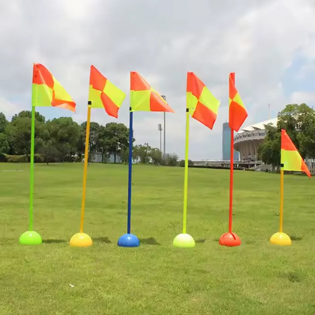 Mini Flag Pole with Base ? Soccer Corner Flags (1m & 1.5m) | Ideal for All Surfaces, Kids & Adults | Match-Ready | Includes Pump & Needle | Durable & Long-Lasting Performance