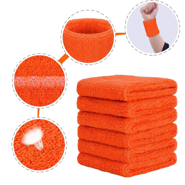 Direct Absorbent Wrist Sweatbands for Athletic Men and Women - 6 Pcs Tennis Wrist Sweat Bands for Gym & Running-Wicking Wristbands for Exercise | Ideal for All Surfaces, Kids & Adults | Match-Ready