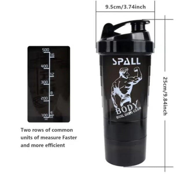 Protein Shaker Bottle Gym Shaker Cuo For Protein Shakes 16oz Shake Bottle With Shaker With Shaker Ball And Storage Compartment Leak Proof BPA Free | Ideal for All Surfaces, Kids & Adults | Match-Ready (70076)