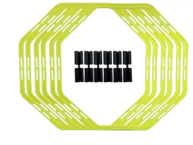 6Pcs Hexagonal Agility Training Rings Polygon Circle Tennis Soccer Football Basketball Training Equipment | Ideal for All Surfaces, Kids & Adults | Match-Ready | Includes Pump & Needle