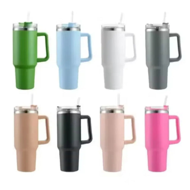 40 Oz Stainless Steel Mug Tumbler with Handle High-capacity Insulated Vacuum Mug Keep Cold and Hot Leak Proof Travel Coffee Mug | Ideal for All Surfaces, Kids & Adults | Match-Ready | Includes Pump & Needles