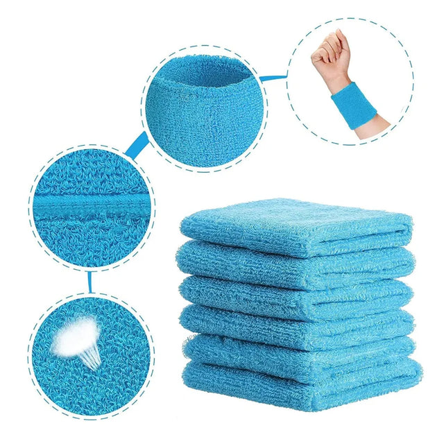 Direct Absorbent Wrist Sweatbands for Athletic Men and Women - 6 Pcs Tennis Wrist Sweat Bands for Gym & Running-Wicking Wristbands for Exercise | Ideal for All Surfaces, Kids & Adults | Match-Ready