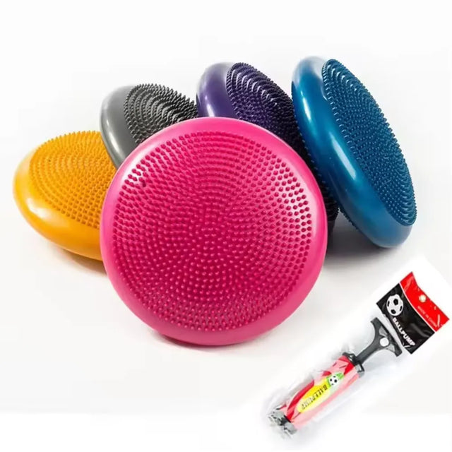 Inflatable Yoga Massage Ball Durable Universal Sports Gym Fitness Yoga Wobble Stability Balance Disc Massage Cushion Mat | Ideal for All Surfaces, Kids & Adults | Match-Ready | Includes Pump & Needle