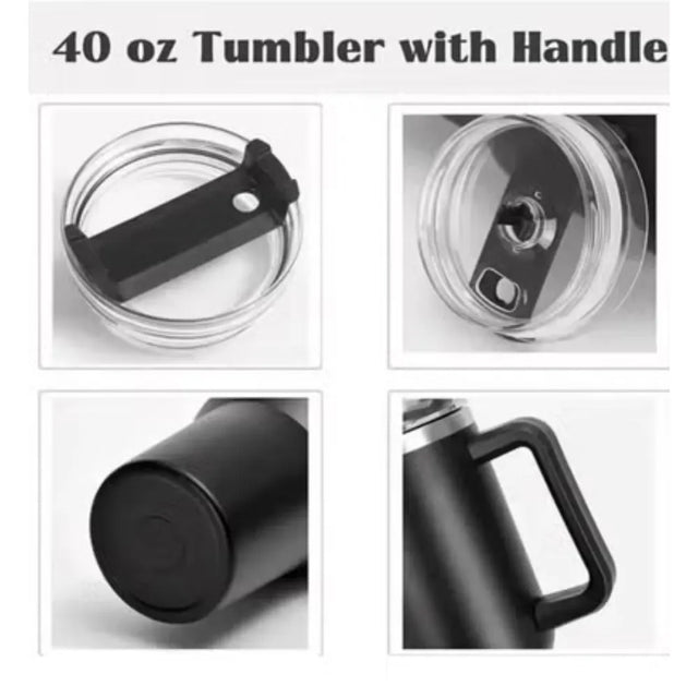 40 Oz Stainless Steel Mug Tumbler with Handle High-capacity Insulated Vacuum Mug Keep Cold and Hot Leak Proof Travel Coffee Mug | Ideal for All Surfaces, Kids & Adults | Match-Ready | Includes Pump & Needles