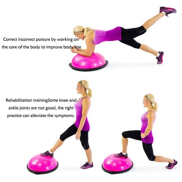 Half Balance Ball Trainer, Half Yoga Exercise Ball with Resistance Bands and Foot Pump, Balance Trainer for Stability Training, Strength Exercise Fitness, Home Gym Workout Equipment | Ideal for All Surface, Kids and Adults