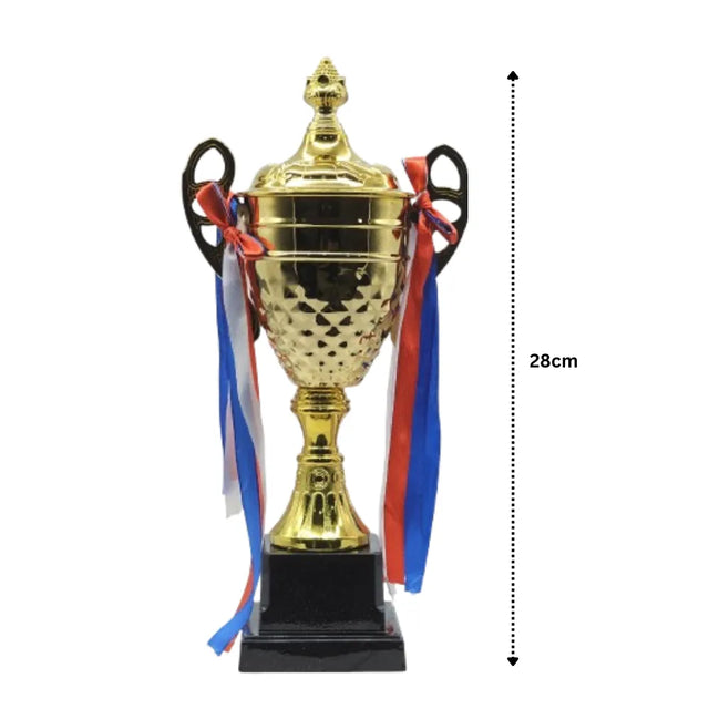 Set of 3 Gold Iron Metal Trophy Cups ? 35cm, 31cm, 28cm | Premium Awards for Sports Events, Championships, Football Leagues & Team Collaboration | Ideal for All Surfaces, Kids & Adults | Match-Ready