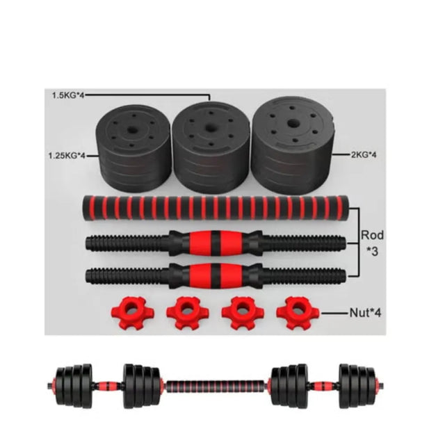 10/15/20/30kg Adjustable Weightlifting Dumbbells Set with Non-Slip Rod and Barbells for Home Gym Exercise | Ideal for All Surfaces, Kids & Adults | Match-Ready | Includes Pump & Needle | Durable & Long-Lasting