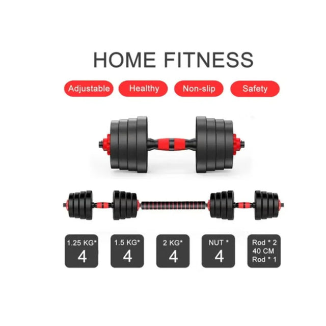 10/15/20/30kg Adjustable Weightlifting Dumbbells Set with Non-Slip Rod and Barbells for Home Gym Exercise | Ideal for All Surfaces, Kids & Adults | Match-Ready | Includes Pump & Needle | Durable & Long-Lasting