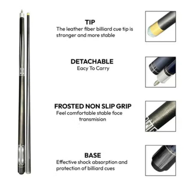 2-Piece 58 Inch13 mm Carbon Fibre Billiard Pool Cue Composite Pool Cue Sticks Set | Ideal for All Surfaces, Kids & Adults | Match-Ready | Includes Pump & Needle | Durable & Long-Lasting Performance