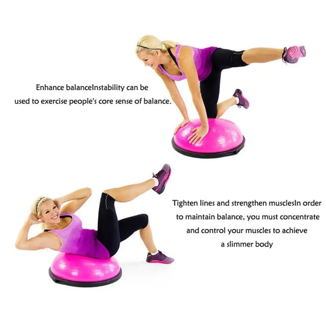 Half Balance Ball Trainer, Half Yoga Exercise Ball with Resistance Bands and Foot Pump, Balance Trainer for Stability Training, Strength Exercise Fitness, Home Gym Workout Equipment | Ideal for All Surface, Kids and Adults