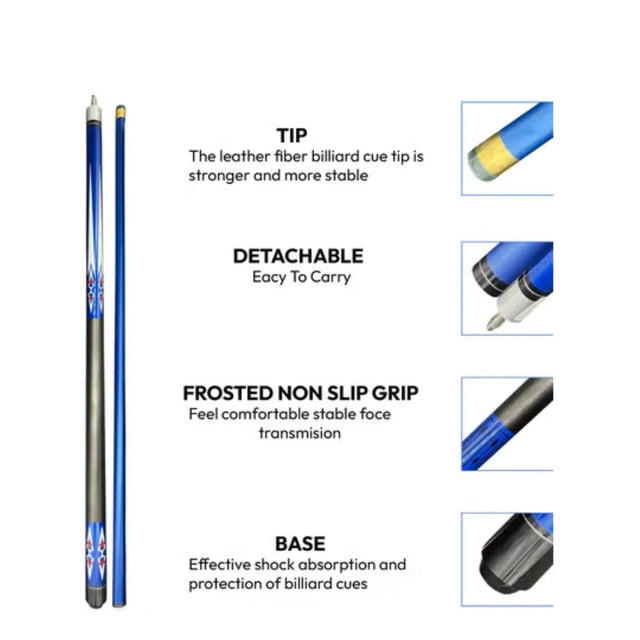 2-Piece 58 Inch13 mm Carbon Fibre Billiard Pool Cue Composite Pool Cue Sticks Set | Ideal for All Surfaces, Kids & Adults | Match-Ready | Includes Pump & Needle | Durable & Long-Lasting Performance