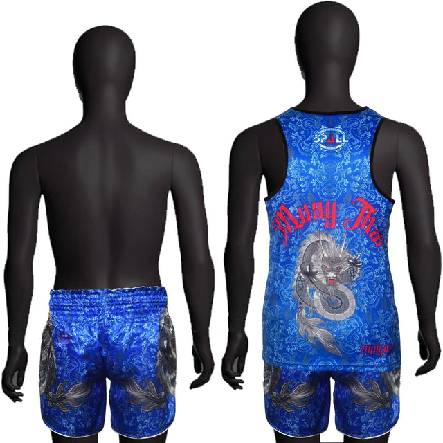 Muay Thai Tanktop Shirt And Shorts Dragon Series Sports Tanktop Jersey Workout Muay Thai Gym Jogging