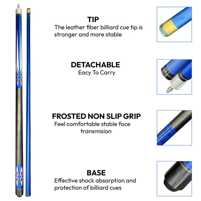 Snooker Cue Stick Play Billiard Pool Sticks Wood Materials Straight Feel Good Beautiful Entertainment Snooker Billiard Tool | Ideal for All Surfaces, Kids & Adults | Match-Ready | Includes Pump & Need