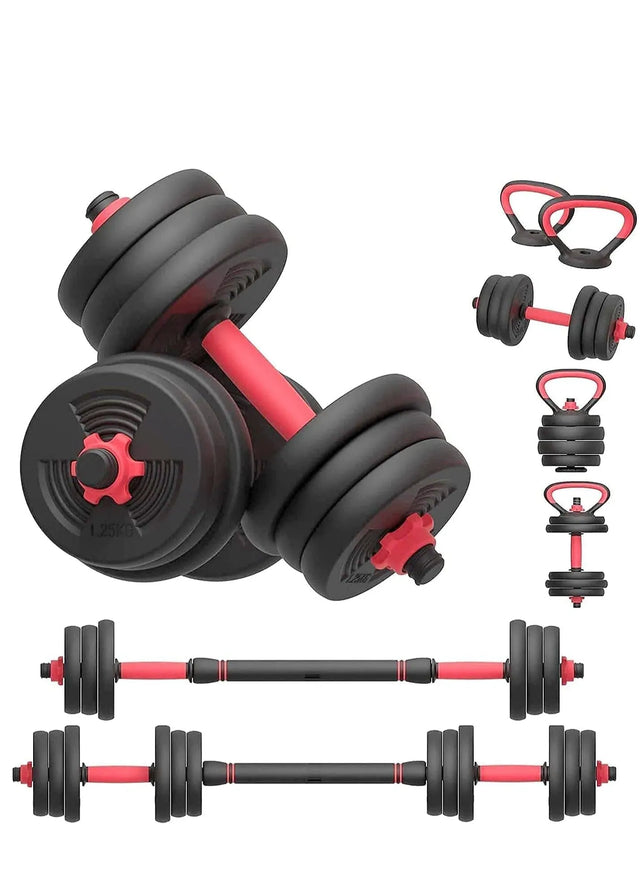 20KG Adjustable Weightlifting Dumbbell Set With Non Slip Rod And Barbells For Home Gym Exercise | Ideal for All Surfaces, Kids & Adults | Match-Ready | Includes Pump & Needle | Durable & Long-Lasting