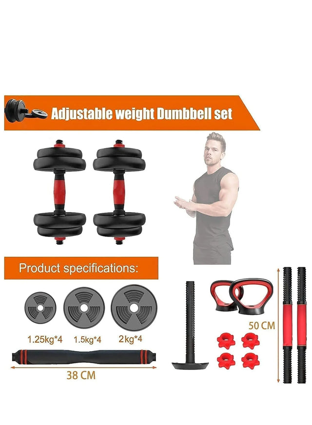 20KG Adjustable Weightlifting Dumbbell Set With Non Slip Rod And Barbells For Home Gym Exercise | Ideal for All Surfaces, Kids & Adults | Match-Ready | Includes Pump & Needle | Durable & Long-Lasting