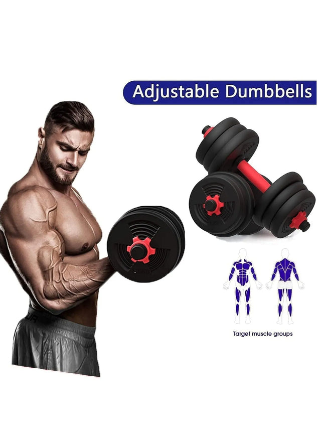 20KG Adjustable Weightlifting Dumbbell Set With Non Slip Rod And Barbells For Home Gym Exercise | Ideal for All Surfaces, Kids & Adults | Match-Ready | Includes Pump & Needle | Durable & Long-Lasting