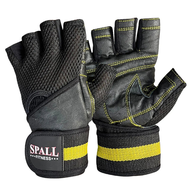 Weight Lifting Leather Gloves Short Strap Power Lifting Gloves Strong Grip Palm Exercise Fitness Strengthen Gloves Home Gym(241223) | Ideal for All Surfaces, Kids & Adults | Match-Ready
