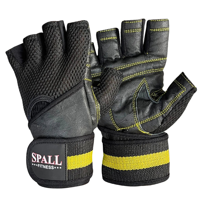 Weight Lifting Leather Gloves Short Strap Power Lifting Gloves Strong Grip Palm Exercise Fitness Strengthen Gloves Home Gym(241223) | Ideal for All Surfaces, Kids & Adults | Match-Ready