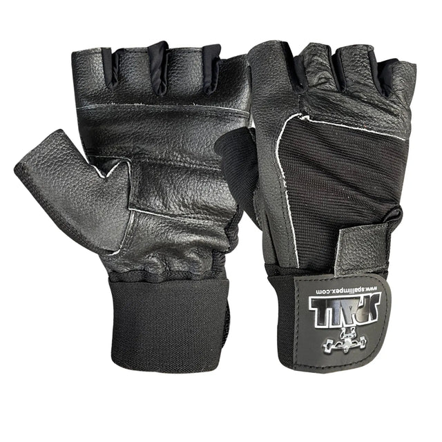 Weight Lifting Leather Gloves Short Strap Power Lifting Gloves Strong Grip Palm Exercise Fitness Strengthen Gloves Home Gym (11001) | Ideal for All Surfaces, Kids & Adults | Match-Ready | Includes Pump & Needle