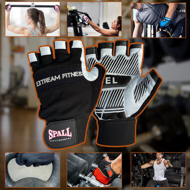 Weight Lifting leather Gloves Short Strap Power Lifting Gloves Strong Grip Palm Exercise Fitness Strengthen Gloves Home Gym (251223) | Ideal for All Surfaces, Kids & Adults | Match-Ready