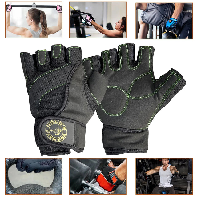 Weight Lifting Leather Gloves Short Strap Power Lifting Gloves Strong Grip Palm Exercise Fitness Strengthen Gloves Home Gym(221223) | Ideal for All Surfaces, Kids & Adults | Match-Ready