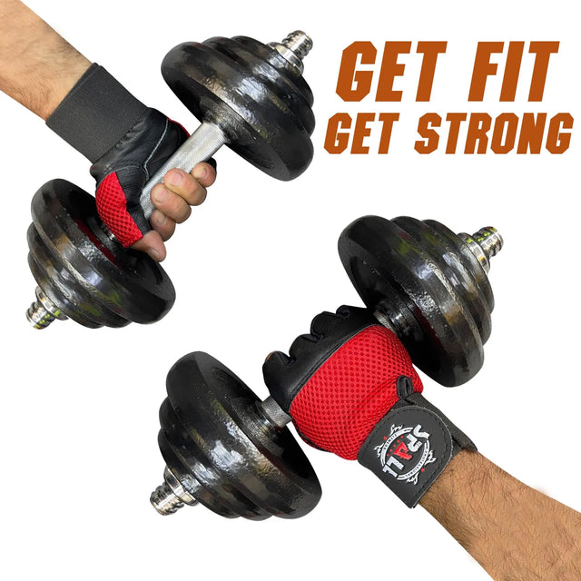 Weight Lifting leather Gloves Short Strap Power Lifting Gloves Strong Grip Palm Exercise Fitness Strengthen Gloves Home Gym(4003) | Ideal for All Surfaces, Kids & Adults | Match-Ready