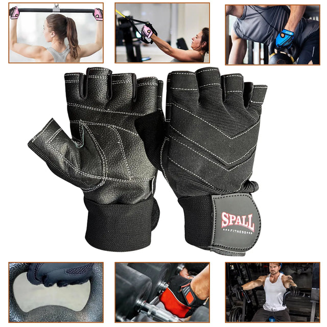 Weight Lifting Leather Gloves Short Strap Power Lifting Gloves Strong Grip Palm Exercise Fitness Strengthen Gloves Home Gym(8726) | Ideal for All Surfaces, Kids & Adults | Match-Ready