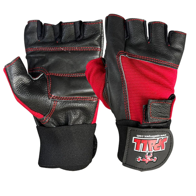 Weight Lifting Leather Gloves Short Strap Power Lifting Gloves Strong Grip Palm Exercise Fitness Strengthen Gloves Home Gym (11001) | Ideal for All Surfaces, Kids & Adults | Match-Ready | Includes Pump & Needle