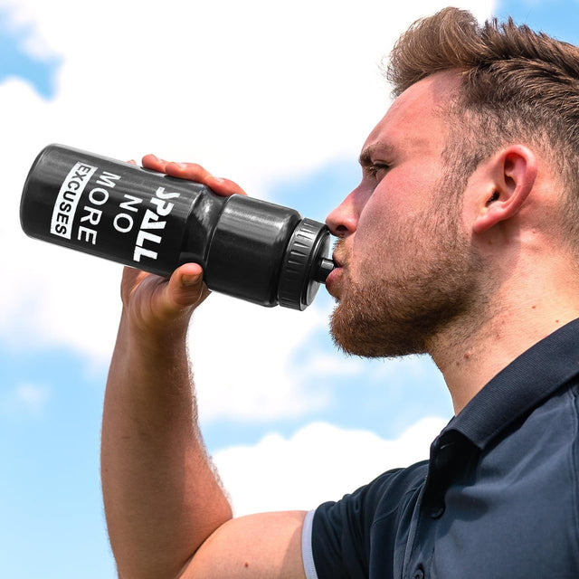 Sports Water Bottle, 750ml, BPA-Free, Leak-Proof, Push-Pull Cap, Black (Blue)